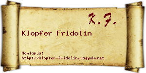 Klopfer Fridolin névjegykártya